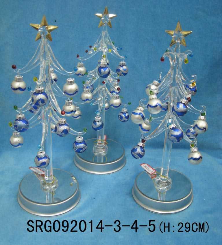 Glass Christmas Tree with LED base