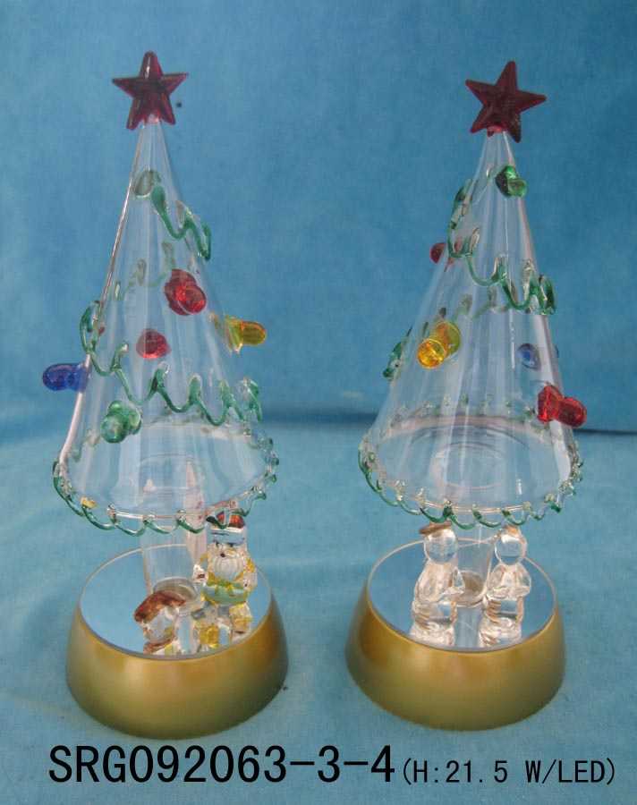 Glass Christmas Tree with LED base