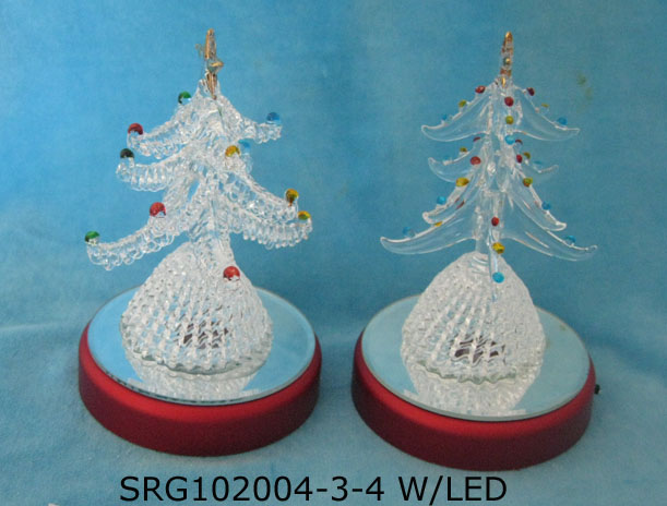 Glass Christmas Tree with LED base