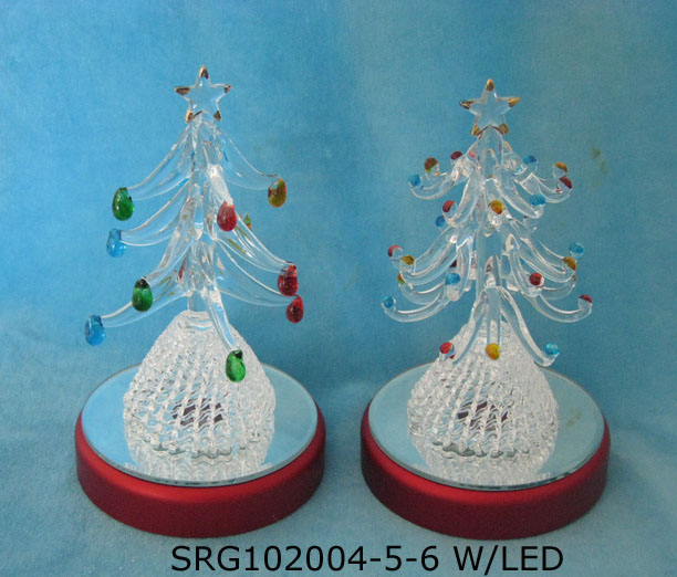 Glass Christmas Tree with LED base