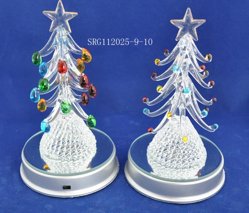 Glass Christmas Tree with LED base