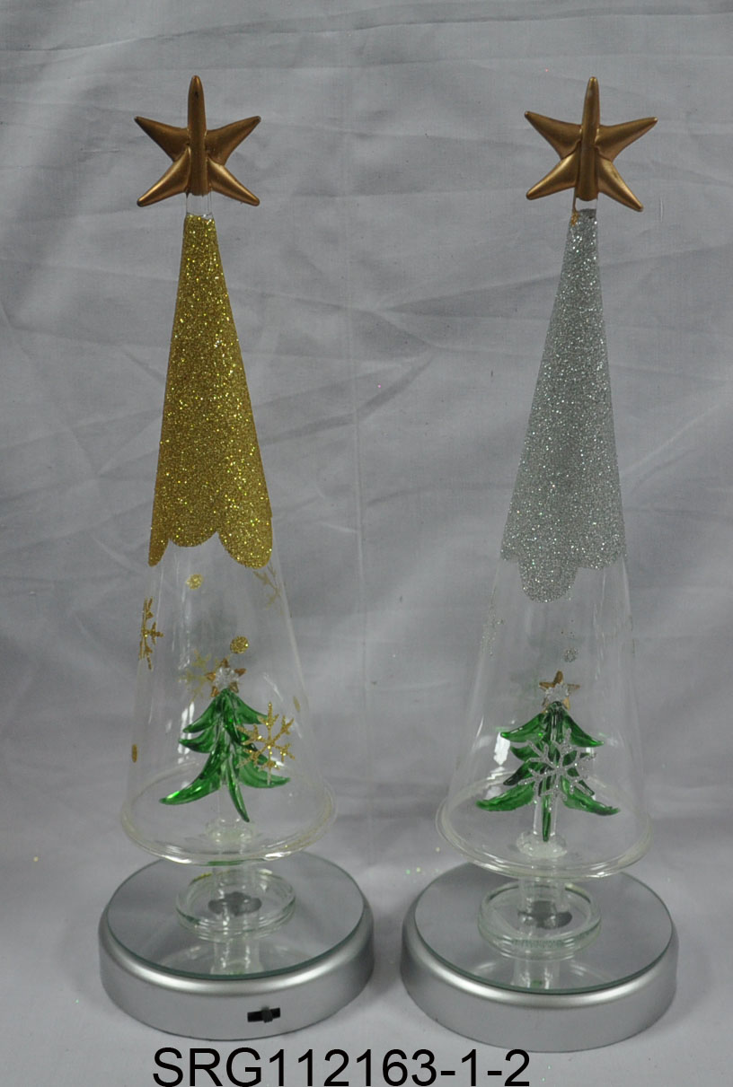 Glass Christmas Tree with LED base