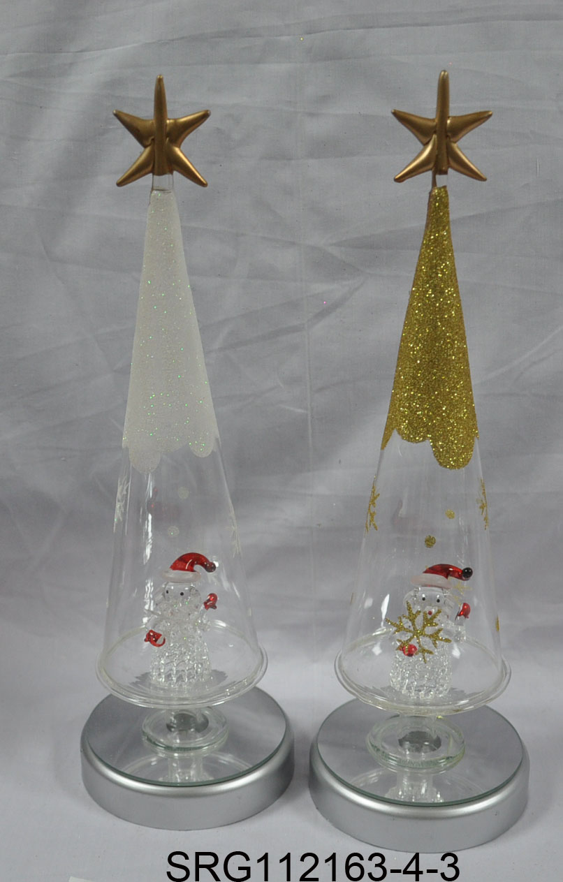 Glass Christmas Tree with LED base