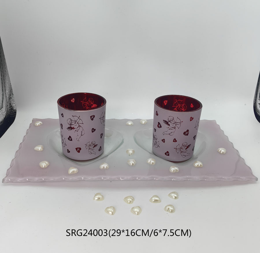 glass candle holder with plate