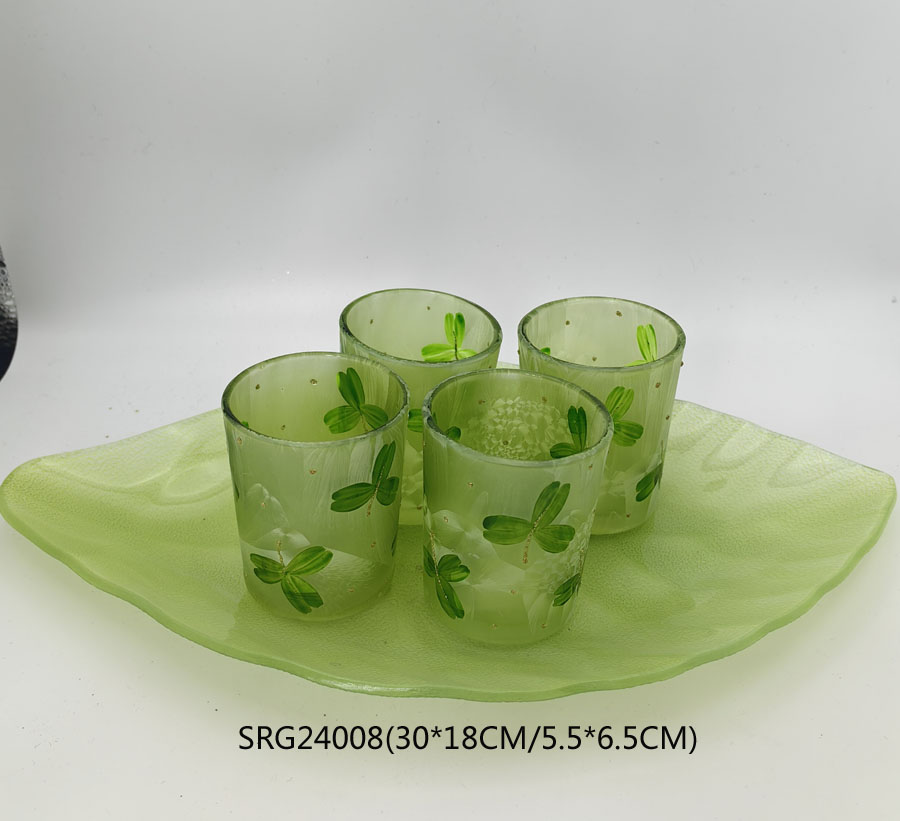 glass candle holder with plate