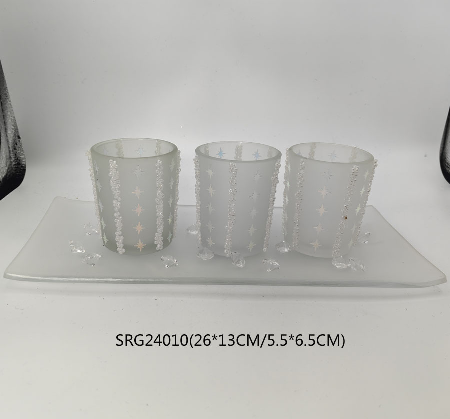 GLASS CANDLE HOLDER WITH PLATE